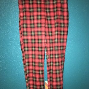 red plaid pants